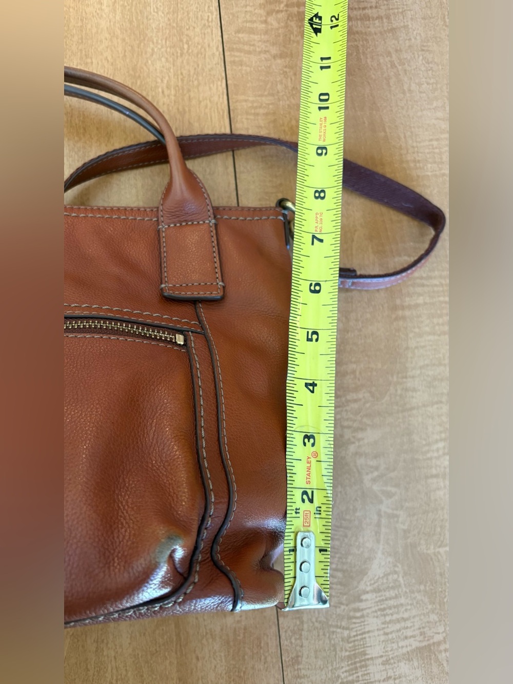 Fossil Brown Leather Crossbody Tote - Classic Women's Bag - Picture 10 of 11